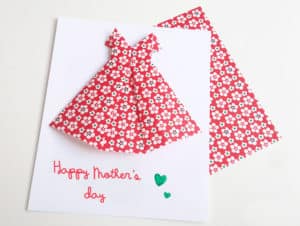 Happy mother's day card with an origami dress