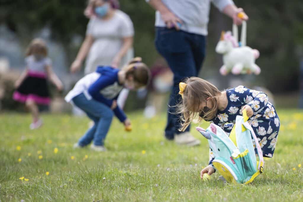 Children searching for Easter eggs