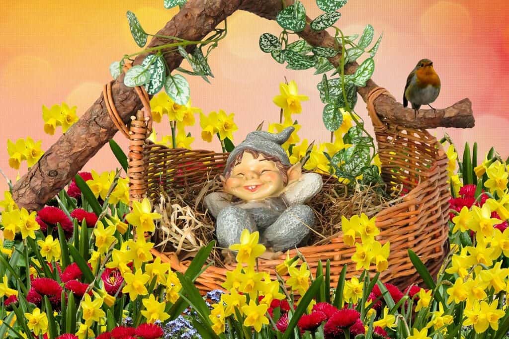 Gnome in an Easter basket
