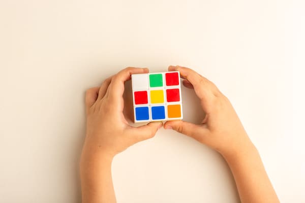 Rubik's cube in kid's hand